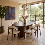 MODERN WOODEN OVAL DINNING TABLE | 6 - 8 SEATER