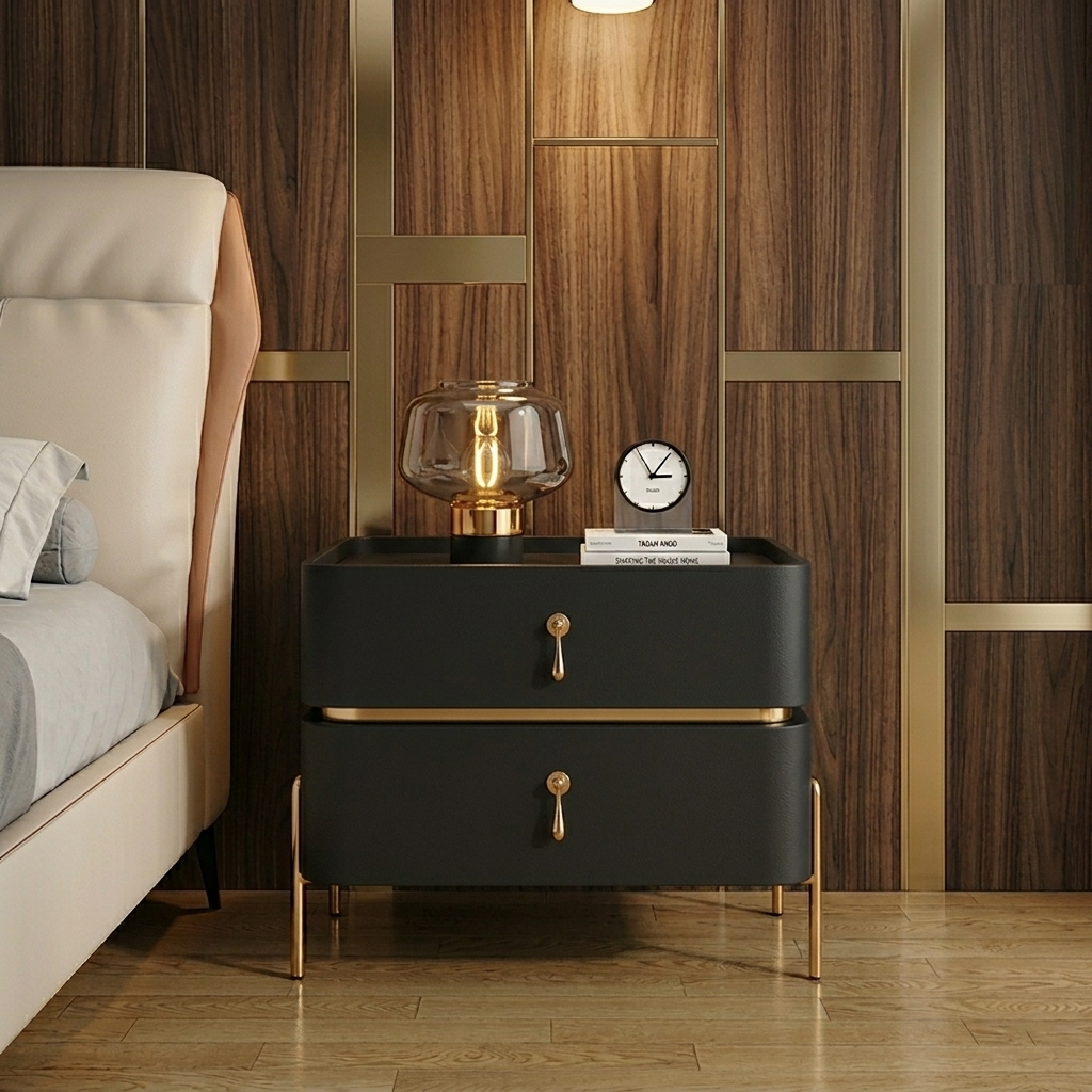OBSIDIAN  GOLD SIDE TABLE