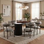 LUXURY BLACK OVAL DINNING TABLE | 6 - 8 SEATER